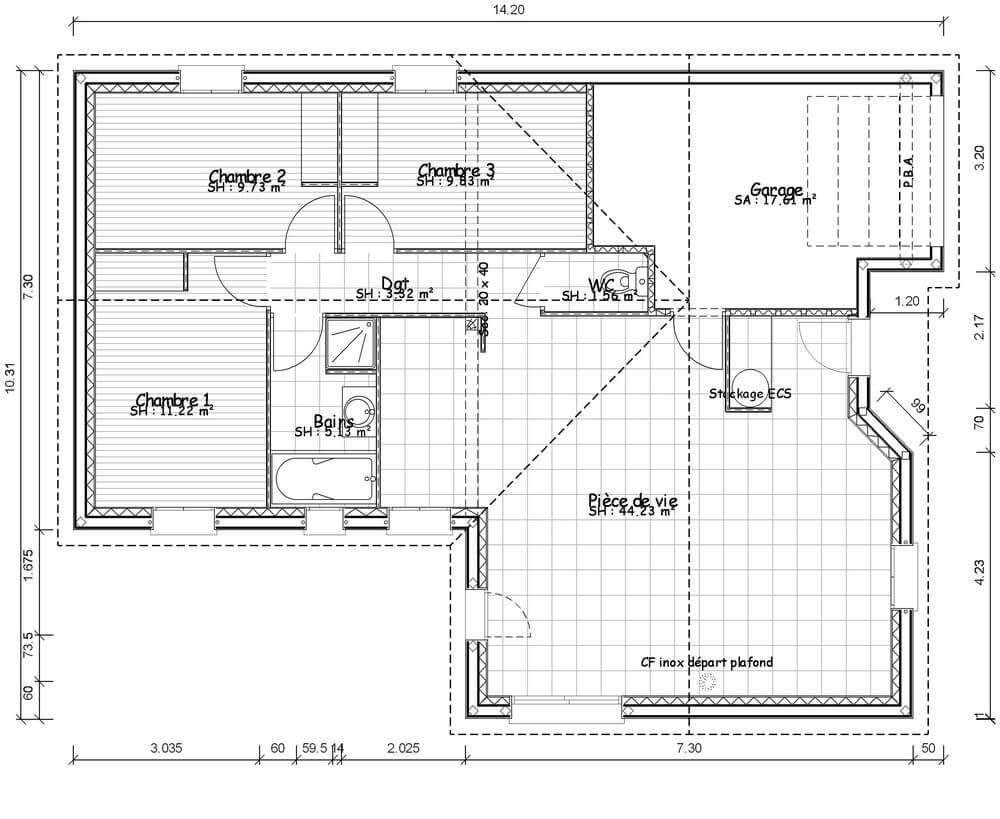 Plan Maison Plain Pied Contemporaine